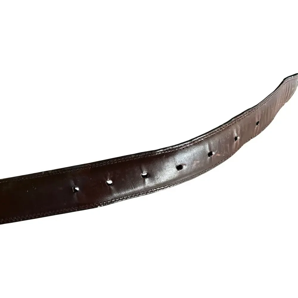 Nautica Reversible Leather Belt Size 44 Brown Black Coated Leather Brass Buckle